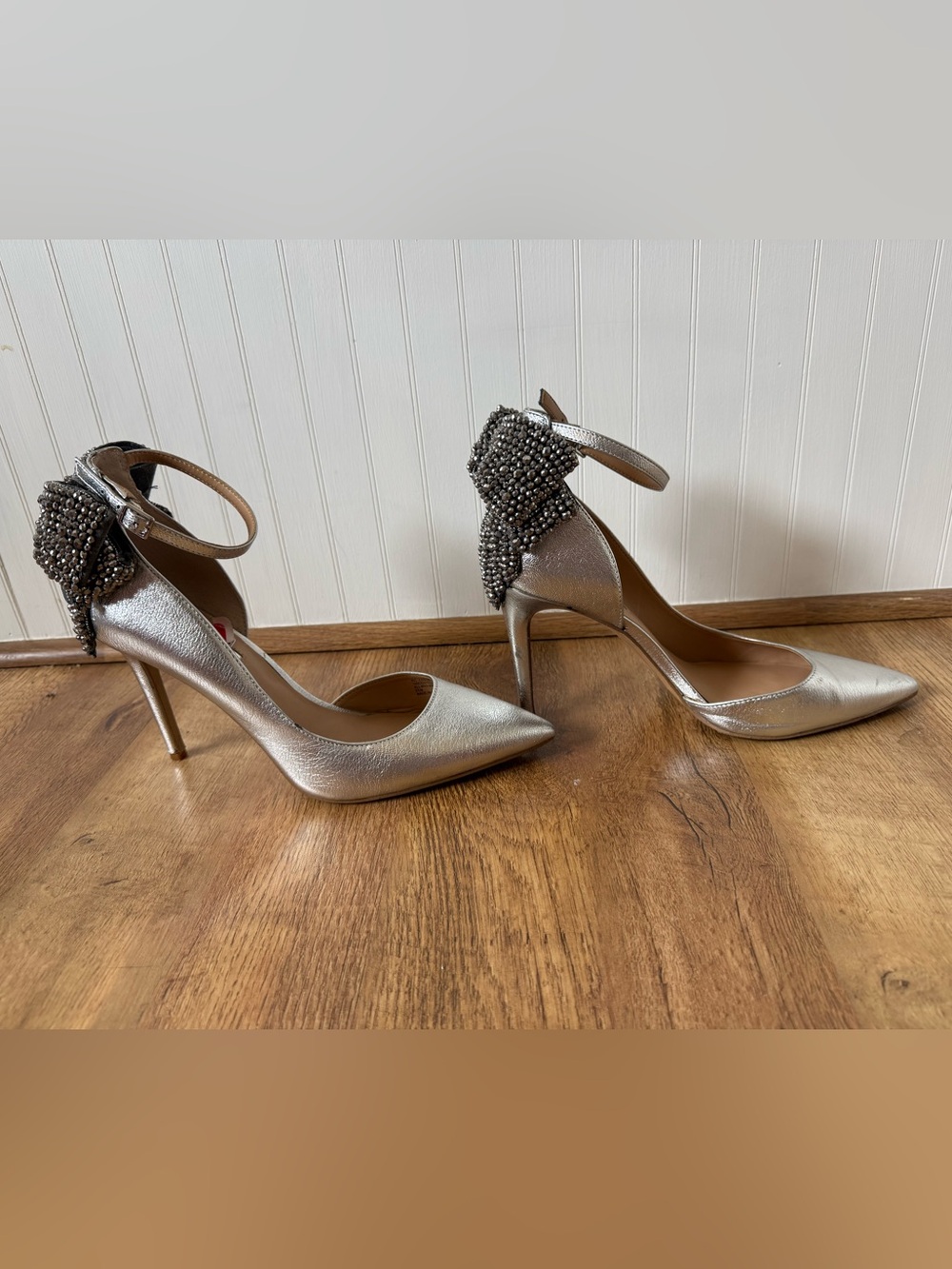 INC International Concepts Silver Crystal Bow Stiletto Heels
